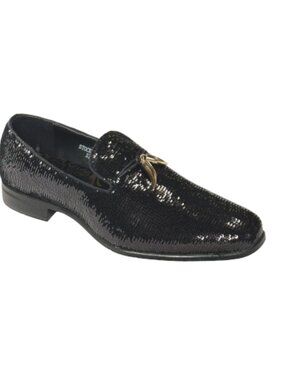 After Midnight 6759 Men’s Black Sequin Loafers Dress Shoes Formal Slip-On